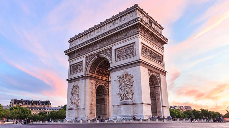 Photograph of the Arc de Triumph in Paris which you can visit by booking your trip to France using credit card for Paris.