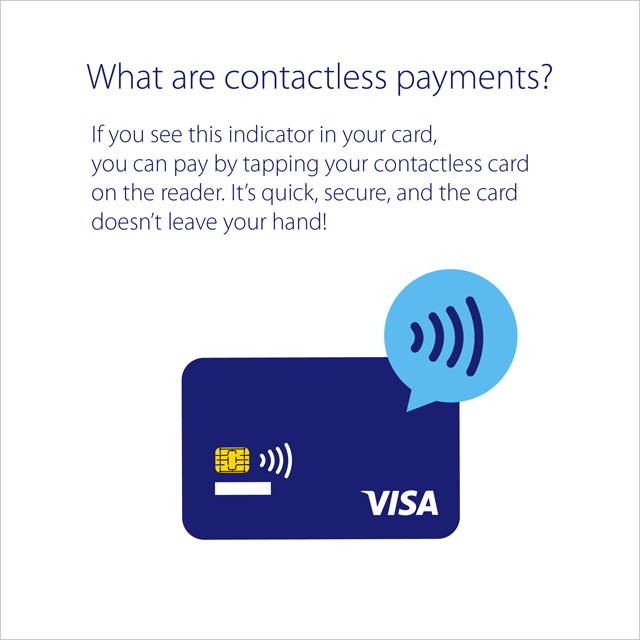 An image of a Visa card with an option of contactless payment.